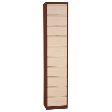 Manutan Expert - Kansiokaappi 10 lokerolla - Ruskea/Beige - Teräs - 198x41x34.5 cm - 10 vuoden takuu