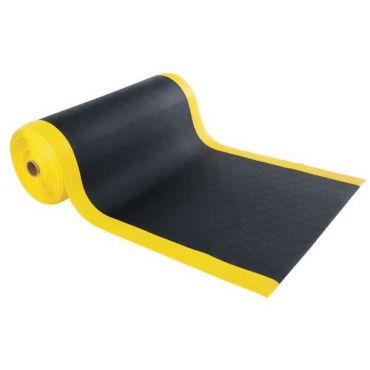 Manutan Expert - Työpistematto rulla - Musta/keltainen 122 cm leveä 18.3 m pitkä - Ergonominen PVC keskipainoinen käyttö
