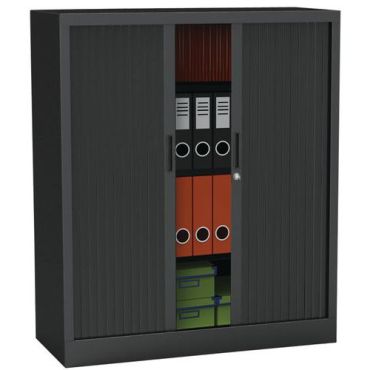 Robberechts - Musta monoblokki rulo-ovikaappi - 100x43x105 cm - 2 hyllyä - 60 kg/hylly - Sylinterilukko