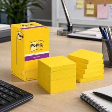 Post-it Super Sticky - Muistilaput 76x76 mm 12 kpl keltaista 90 arkkia/lohko