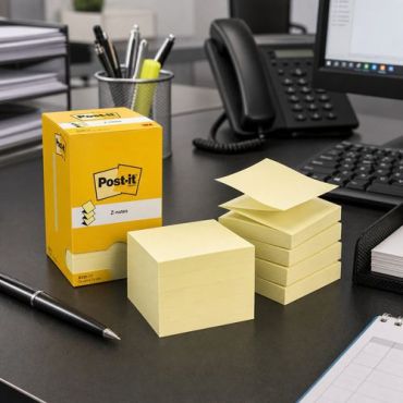 Post-it Z-Notes muistilaput 76x76mm 12 kpl keltainen - 100 arkkia/vihko