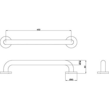 Ironmongery - Tukitanko 450 mm - halkaisija 32 mm - satiini ruostumaton teräs