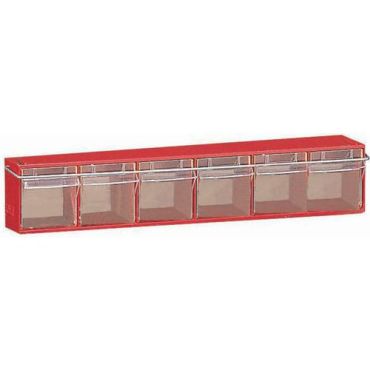 Mobil Plastic - Lokerolaatikko Madia 6 - Punainen/Läpinäkyvä - 6 lokeroa - PVC