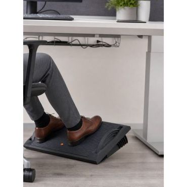 Twinco - Jalkatuki Aktiivi Musta - Ergonominen Säädettävä Korkeus 6-12 cm Leveys 54 cm