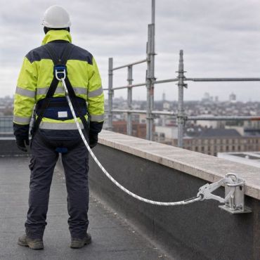 Kratos Safety - Yksittäinen turvaköysi telinekarabiinilla - 1,5 m Ø 12 mm polyamidi