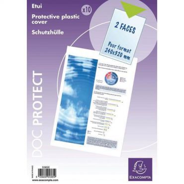 Exacompta - Laukku jossa 10 yksinkertaista suojataskua sileästä pvc:stä a4 maxi