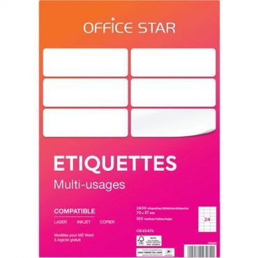 Office star - 2400 etikettiä office star 70 x 37 mm