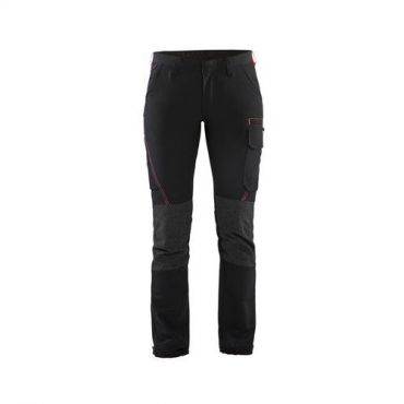 Blaklader - Naisten housut 4-way stretch musta/punainen d21