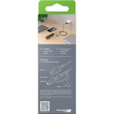 Gp - 1-metrinen 3-in-1 usb-kaapeli cy1n 18 w