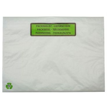 Pakkauslomaketasku C6 - 1000 kpl - Läpinäkyvä - 175x135 mm - 100% Kierrätettävä
