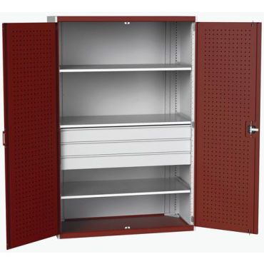 Bott - Yhdistelmäkaappi Cubio - Vaaleanharmaa/Punainen - 1300x650x2000mm - 1500kg kuormitus - 3 laatikkoa
