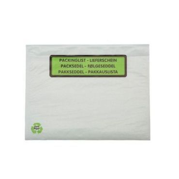 Pakkauslomaketasku C5 - 1000 kpl - Läpinäkyvä - 240x180 mm - 100% Kierrätettävä