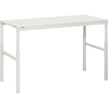 Treston - Työpöytä TP 500 x 1500 mm - Säädettävä korkeus 650-900 mm - 150 kg kuormitus - Valkoinen