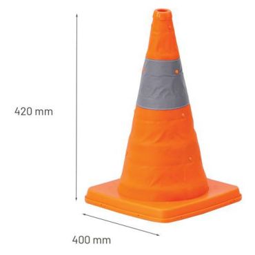 Mottez - Sisäänvedettävä liikennekartio - Oranssi/harmaa 42 cm korkea - Turvallinen ja tilaa säästävä