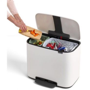 Brabantia - Poljinkori BO 11+23 L valkoinen - 34 L tilavuus - Pehmeä sulkeminen - Lajittelu