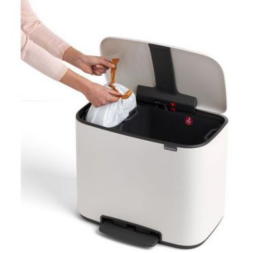 Brabantia - Poljinkori BO 11+23 L valkoinen - 34 L tilavuus - Pehmeä sulkeminen - Lajittelu