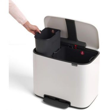 Brabantia - Poljinkori BO 11+23 L valkoinen - 34 L tilavuus - Pehmeä sulkeminen - Lajittelu