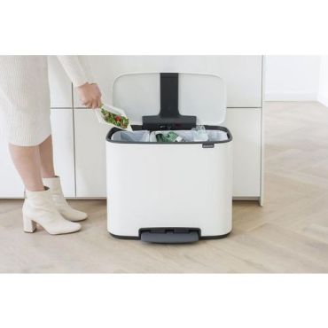 Brabantia - Poljinkori BO 11+23 L valkoinen - 34 L tilavuus - Pehmeä sulkeminen - Lajittelu