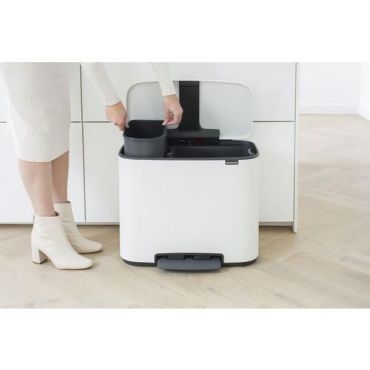 Brabantia - Poljinkori BO 11+23 L valkoinen - 34 L tilavuus - Pehmeä sulkeminen - Lajittelu