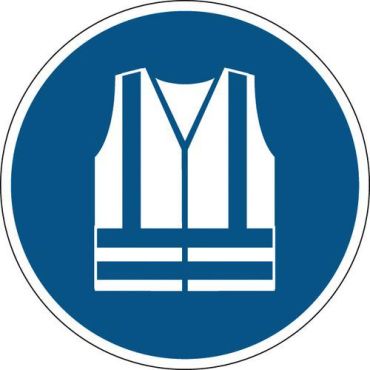 Brady - Pyöreä velvoitekyltti: Käytä varoitusvaatetusta - Ø 100 mm polypropeeni ISO 7011