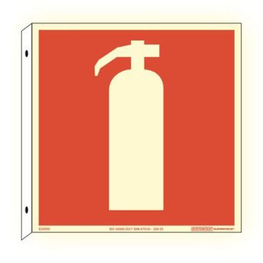 Systemtext - Palonsammutin opaste kaksipuolinen jälkivalaiseva 210x210mm alumiini