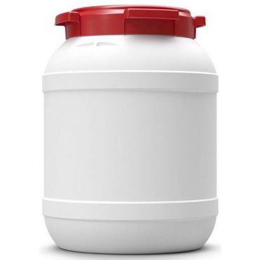 Curtec - Suuriaukkoiset sinetöitävät tynnyrit 26L - Valkoinen/Punainen - HD-polyeteeni - HACCP-hyväksytty