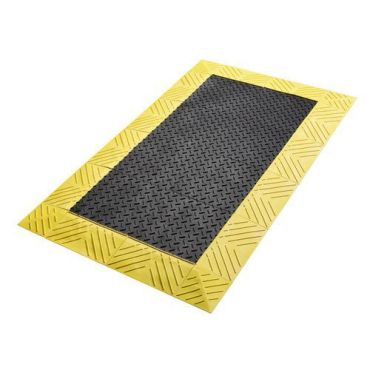 Notrax - Kuormitusta keventävä mattolaatta - PVC musta/keltainen 107x152x2,5 cm - Erittäin raskas käyttö - Öljyn- ja rasvankestävä - Luistonesto R10