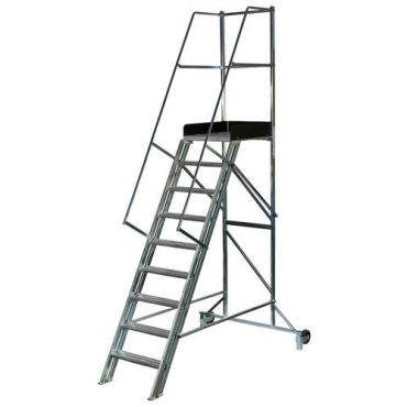 Laggo - Siirrettävät portaat turvakaiteella 9 askelmaa 2850 mm korkea 150 kg kantavuus