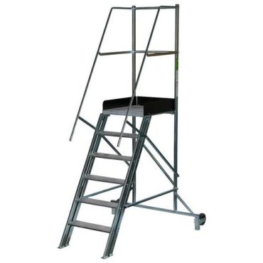 Laggo - Siirrettävät portaat turvakaiteella - 6 askelmaa 150 kg kantavuus 2240 mm korkeus