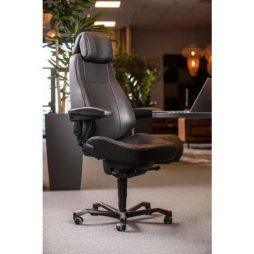 Kab Seating - Director-tuoli 24h käyttöön - Nahka Musta - Ergonominen 200kg