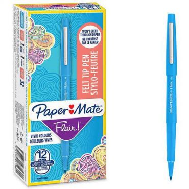 Papermate - 12 huopakynän setti flair - turkoosi - paper mate
