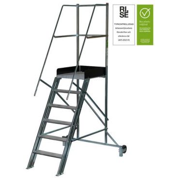 Laggo - Siirrettävät portaat turvakaiteella - 6 askelmaa 150 kg kantavuus 2240 mm korkeus