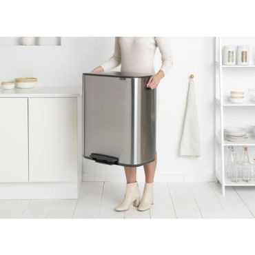 Brabantia - Polkimellinen roskakori 2 x 30 L teräs hopea/sinkki - 60 L tilavuus - Sisäkäyttöön