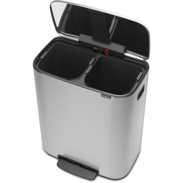 Brabantia - Polkimellinen roskakori 2 x 30 L teräs hopea/sinkki - 60 L tilavuus - Sisäkäyttöön