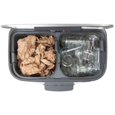 Brabantia - Polkimellinen roskakori 2 x 30 L teräs hopea/sinkki - 60 L tilavuus - Sisäkäyttöön