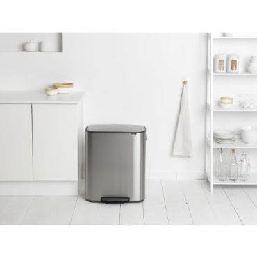 Brabantia - Polkimellinen roskakori 2 x 30 L teräs hopea/sinkki - 60 L tilavuus - Sisäkäyttöön