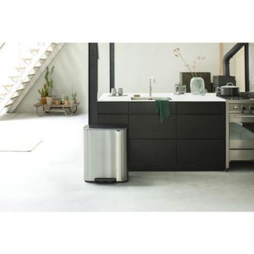 Brabantia - Polkimellinen roskakori 2 x 30 L teräs hopea/sinkki - 60 L tilavuus - Sisäkäyttöön