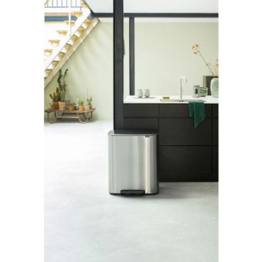 Brabantia - Polkimellinen roskakori 2 x 30 L teräs hopea/sinkki - 60 L tilavuus - Sisäkäyttöön