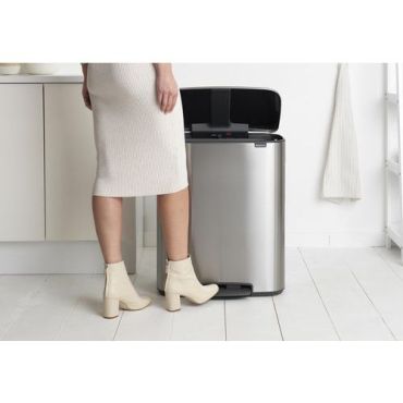 Brabantia - Polkimellinen roskakori 2 x 30 L teräs hopea/sinkki - 60 L tilavuus - Sisäkäyttöön