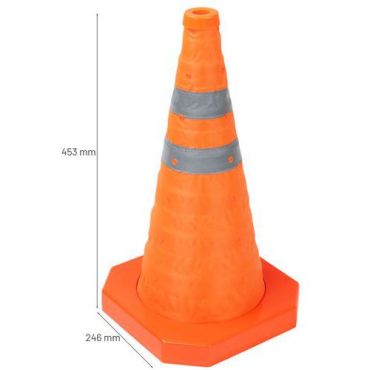 Manutan Expert - Kokoontaitettava liikennekartio 45 cm - Heijastava Oranssi Nylon