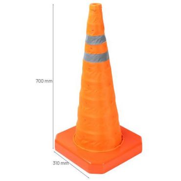 Manutan Expert - Heijastava kokoontaitettava liikennekartio K 70 cm - Oranssi Nylon - Turvallinen ja tilaa säästävä