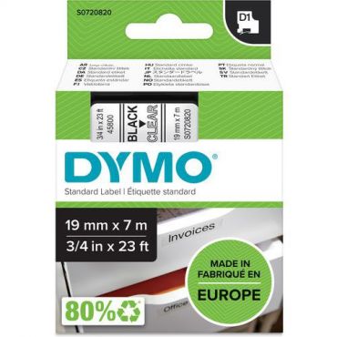 Dymo - Tarrakirjoitinnauha dymo d1 19 mm musta/läpinäkyvä