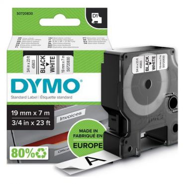 Dymo - Tarrakirjoitinnauha dymo d1 19 mm musta/valkoinen