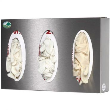 Var - Kolminkertainen seinäkiinnike hansikas- tai nenäkoteloon - ruostumatonta terästä