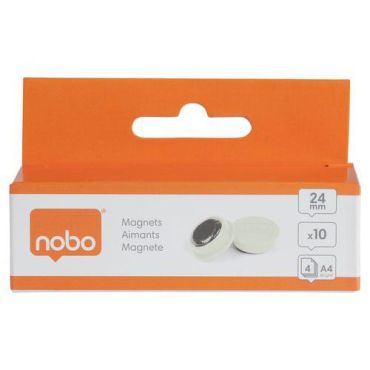 Nobo - Valkotaulumagneetti 24 mm valkoinen 300 g 10 kpl