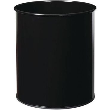 Manutan Expert - Metallinen roskakori 30 L Musta - Pyöreä teräsämpäri korkeus 44.5 cm 10 vuoden takuu
