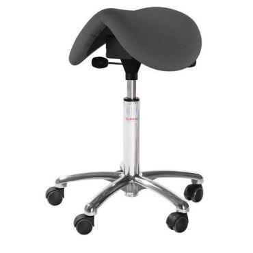 Global Professional Seating - Satulatuoli Mini EasySeat kangas Cura harmaa - Säädettävä korkeus 58-77 cm 5 jalkaa pyörillä 110 kg