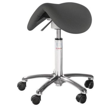 Global Professional Seating - Satulatuoli Mini Flexmatic kangas Cura harmaa - Säädettävä korkeus 53-72 cm 5 jalkaa pyörillä 110 kg kantavuus