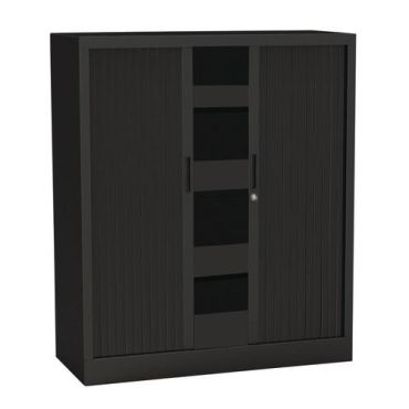 Robberechts - Musta monoblokki rulo-ovikaappi - 100x43x105 cm - 2 hyllyä - 60 kg/hylly - Sylinterilukko