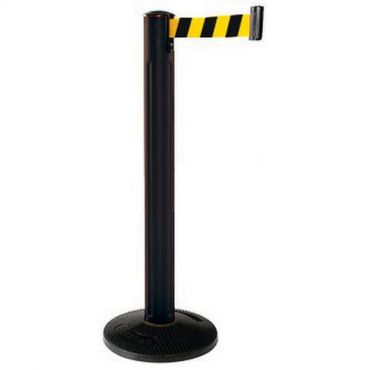 Beltrac - Rajapylväs ulkokäyttöön – musta pylväs musta/keltainen nauha